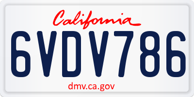 CA license plate 6VDV786