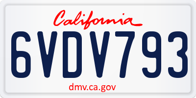 CA license plate 6VDV793