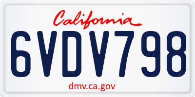CA license plate 6VDV798