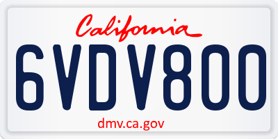 CA license plate 6VDV800
