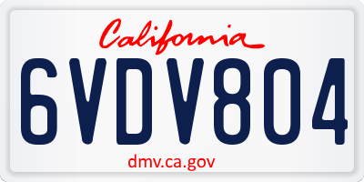 CA license plate 6VDV804