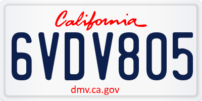 CA license plate 6VDV805