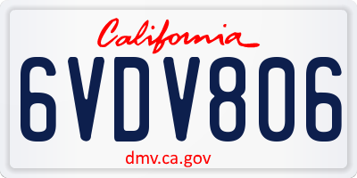 CA license plate 6VDV806
