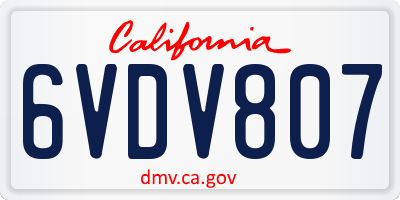 CA license plate 6VDV807