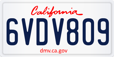 CA license plate 6VDV809