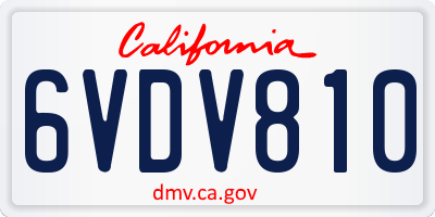 CA license plate 6VDV810