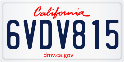 CA license plate 6VDV815
