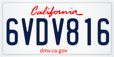 CA license plate 6VDV816