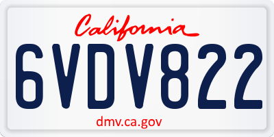 CA license plate 6VDV822
