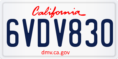 CA license plate 6VDV830