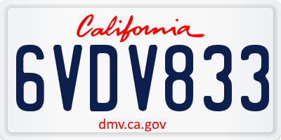 CA license plate 6VDV833