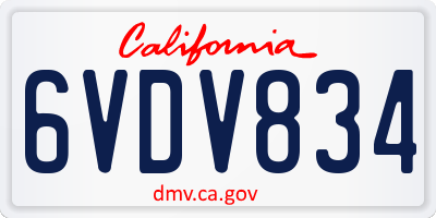 CA license plate 6VDV834