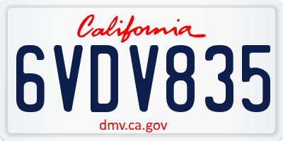 CA license plate 6VDV835