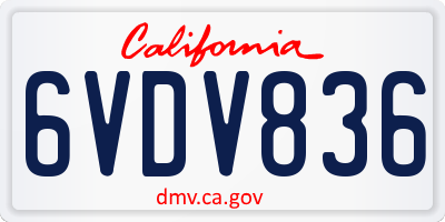 CA license plate 6VDV836