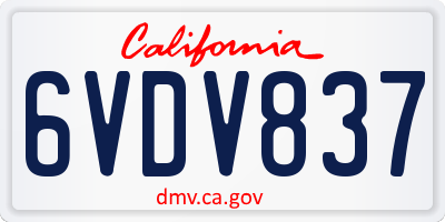 CA license plate 6VDV837