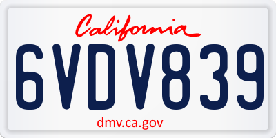 CA license plate 6VDV839