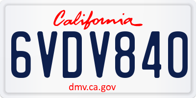 CA license plate 6VDV840