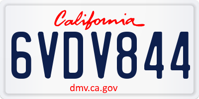 CA license plate 6VDV844