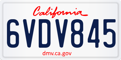 CA license plate 6VDV845
