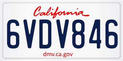 CA license plate 6VDV846