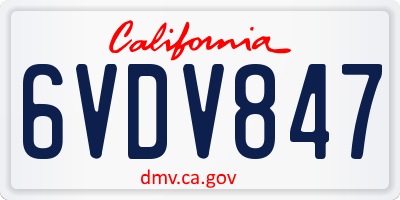 CA license plate 6VDV847