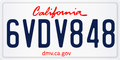 CA license plate 6VDV848