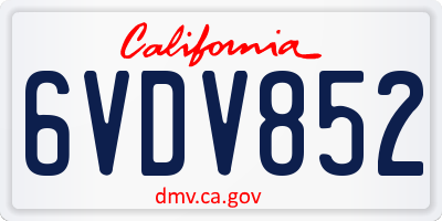 CA license plate 6VDV852