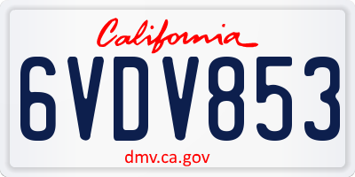 CA license plate 6VDV853