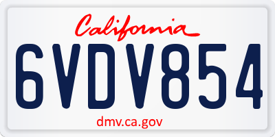 CA license plate 6VDV854