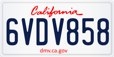 CA license plate 6VDV858