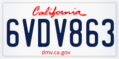 CA license plate 6VDV863