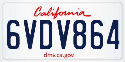 CA license plate 6VDV864