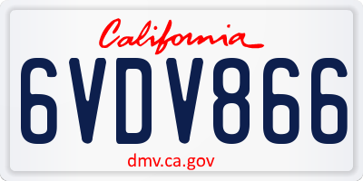 CA license plate 6VDV866
