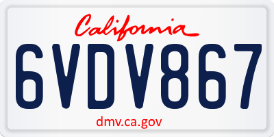 CA license plate 6VDV867