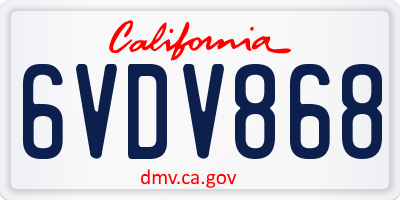 CA license plate 6VDV868