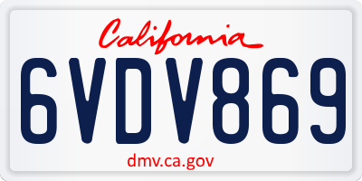 CA license plate 6VDV869