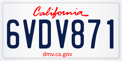 CA license plate 6VDV871