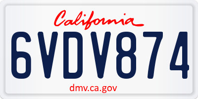 CA license plate 6VDV874