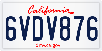 CA license plate 6VDV876