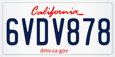 CA license plate 6VDV878