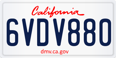 CA license plate 6VDV880
