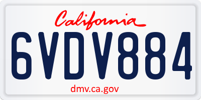 CA license plate 6VDV884