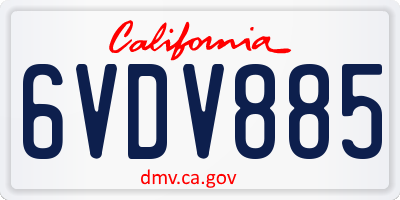 CA license plate 6VDV885