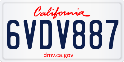 CA license plate 6VDV887