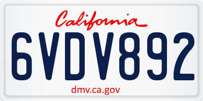 CA license plate 6VDV892