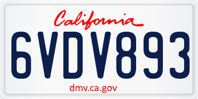 CA license plate 6VDV893