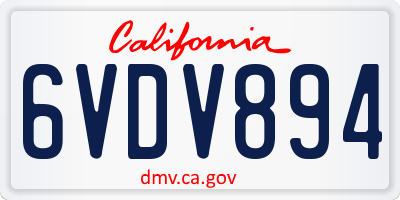 CA license plate 6VDV894