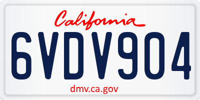 CA license plate 6VDV904