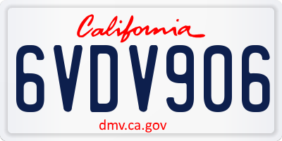CA license plate 6VDV906