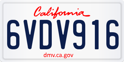 CA license plate 6VDV916